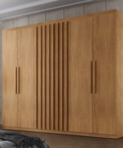 Guarda-Roupa Casal Cairo Ripado 6 Portas MDF Larg. 1.80m Nature Rufato