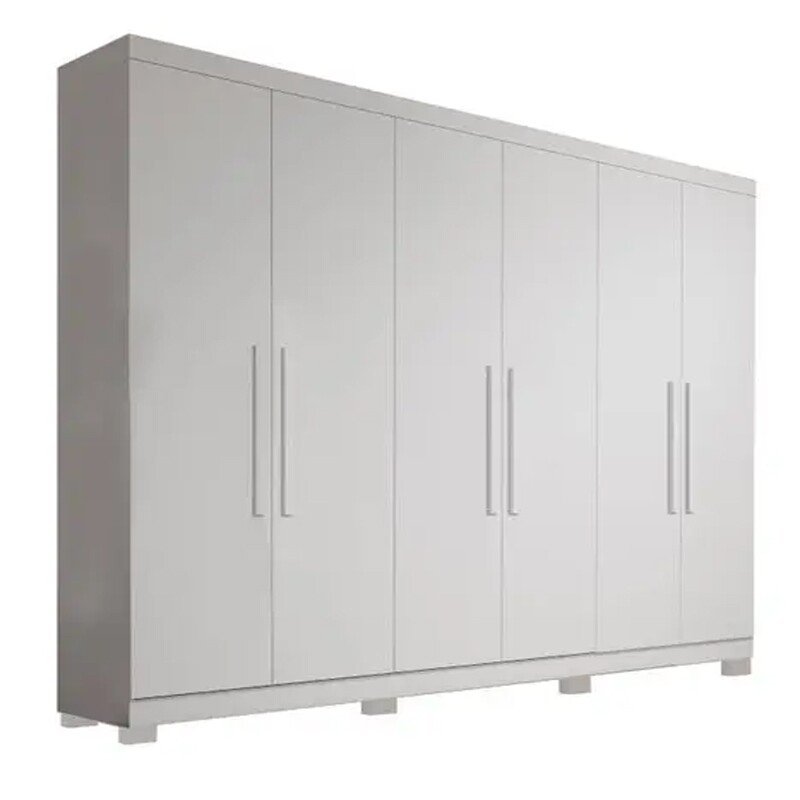 Roupeiro Casal Sergipe Branco 6 Portas C/ Pés Larg. 1.80m - Bianchi - Imagem 3