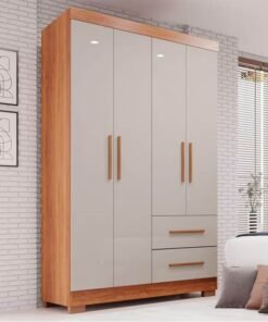 Guarda-Roupa Solteiro 4 portas Estrela Larg. 1.00m Cinamomo/Off White Com Pés Sallêto