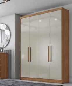 Guarda-Roupa Solteiro Moderni Plus 100% MDF 4 Portas 3 Gavetas Larg. 1.645m Cumaru/Fendi Novo Horizonte