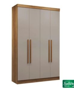 Guarda-Roupa Solteiro Recife 4 Portas 2 Gavetas Larg. 1.21m Cinamomo/Off White Sallêto