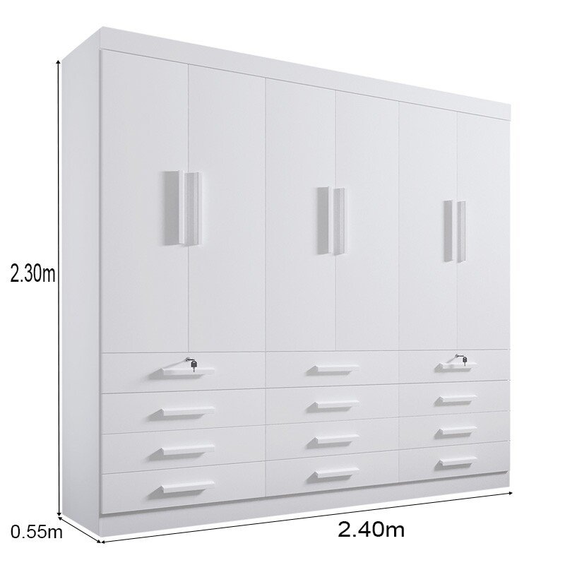 Roupeiro Casal Mônaco Branco 6 Portas 12 Gavetas Larg. 2.40m - D Doro - Imagem 5