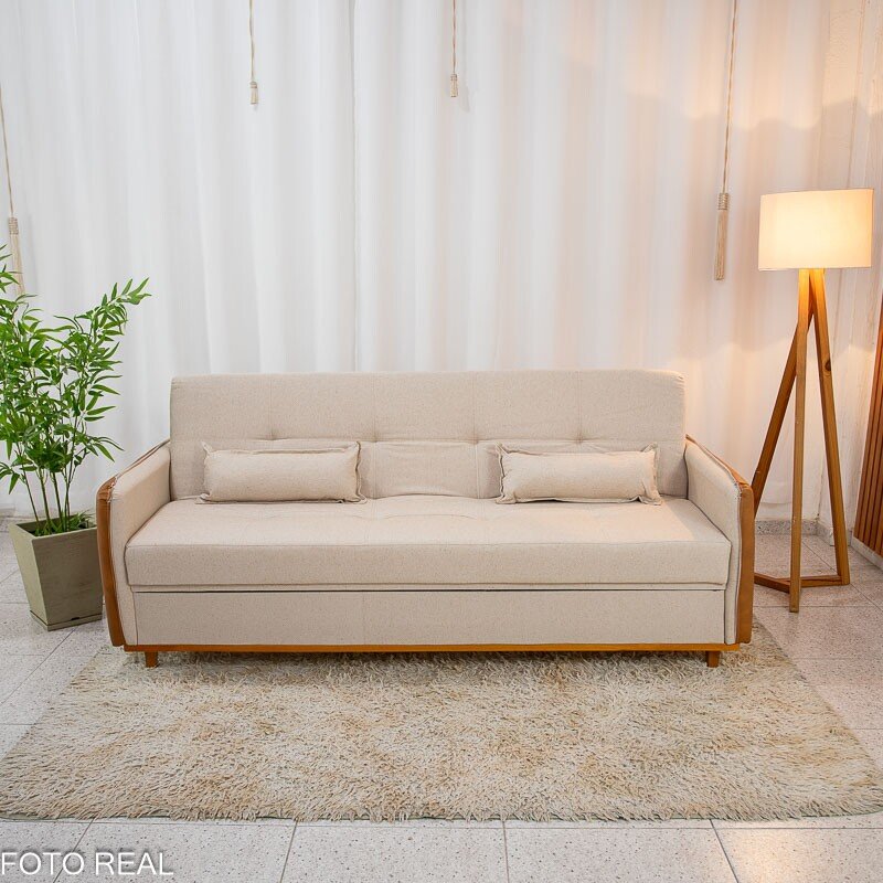 Sofá Cama Ipanema Baú larg. 2.05m Linho Bege 2274 - Imagem 3