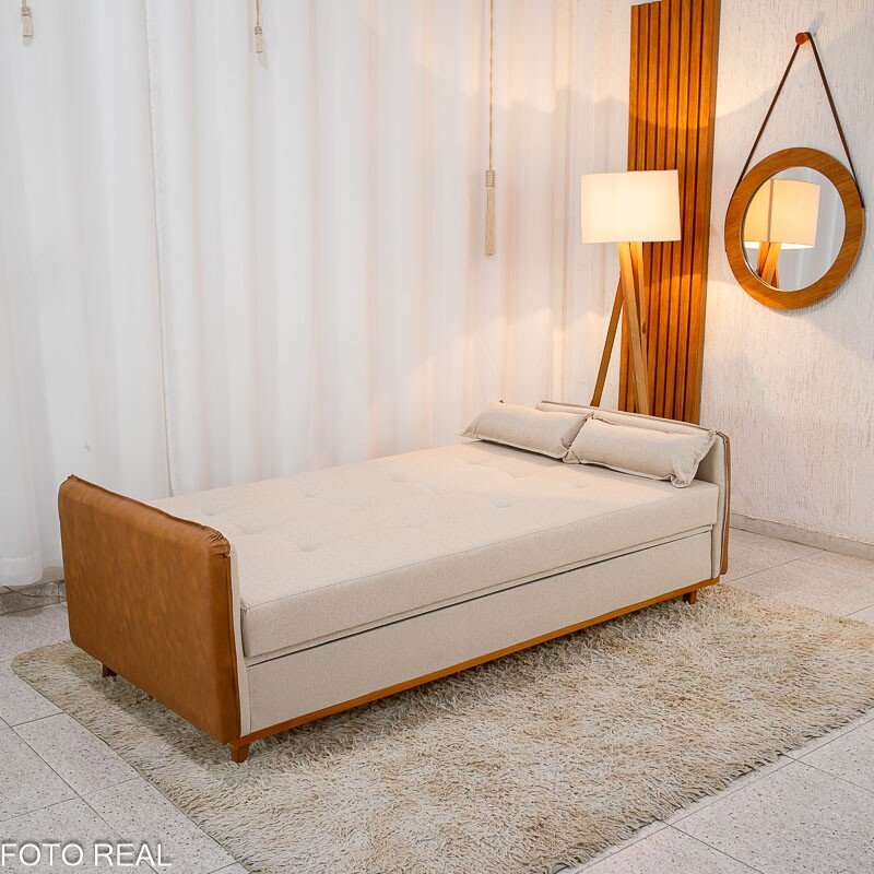 Sofá Cama Ipanema Baú larg. 2.05m Linho Bege 2274 - Imagem 6