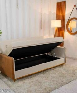 Sofá Cama Ipanema Baú larg. 2.05m Linho Bege 2274