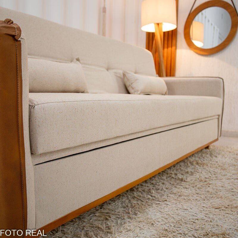Sofá Cama Ipanema Baú larg. 2.05m Linho Bege 2274 - Imagem 7