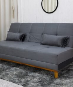 Sofá Cama Madrid larg. 1.80m Molas Bonnel Veludo Cinza 2303