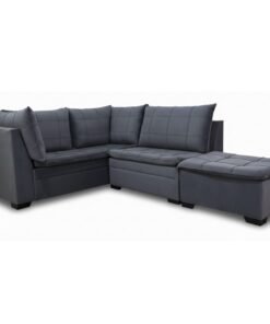 Sofá Canto 5 lugares com Puff Viena Veludo Grafite A15