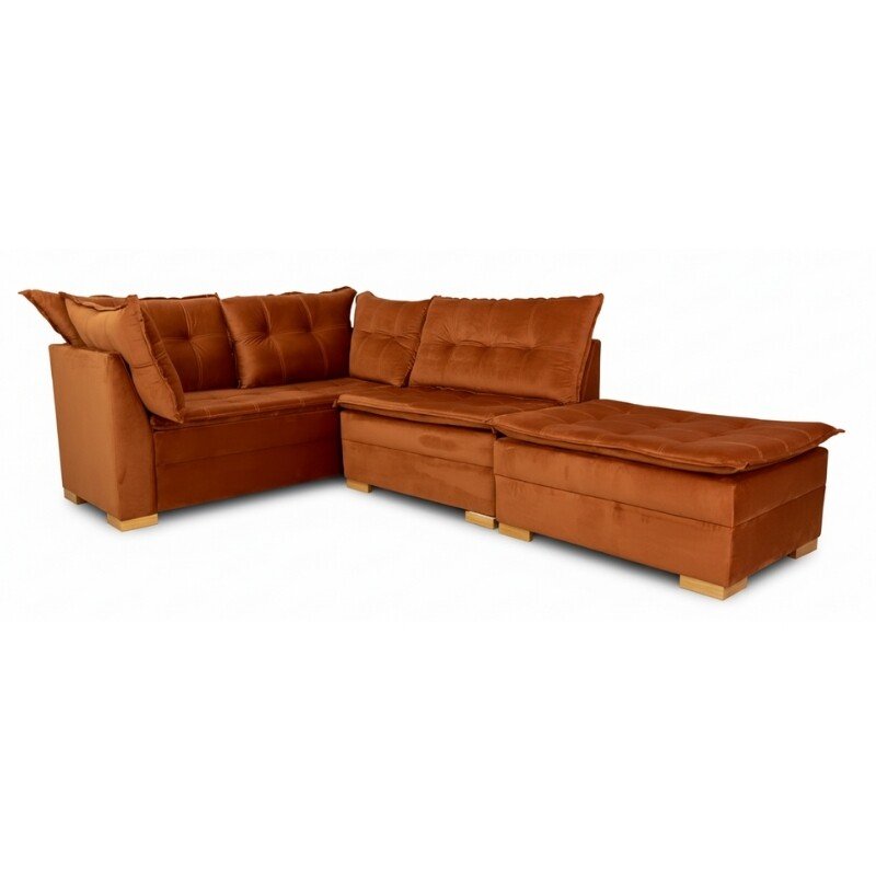 Sofá de Canto Vênus Veludo 3 em 1 Terracota 549 - Imagem 4