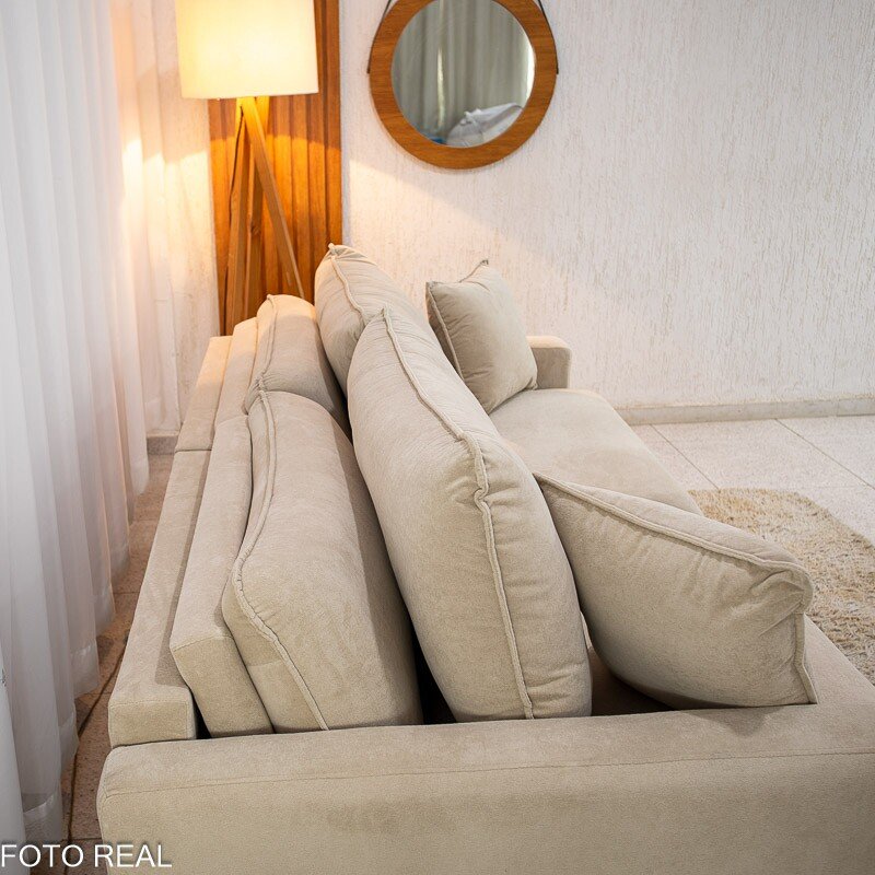 Sofá Retrátil Luma 2.00m Veludo Premium Bege 37 - Sem Caixa - Imagem 10