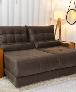 Sofá Retrátil Reclinável Gênova Veludo Marrom 815 Larg. 2.30m - Molas Ensacadas