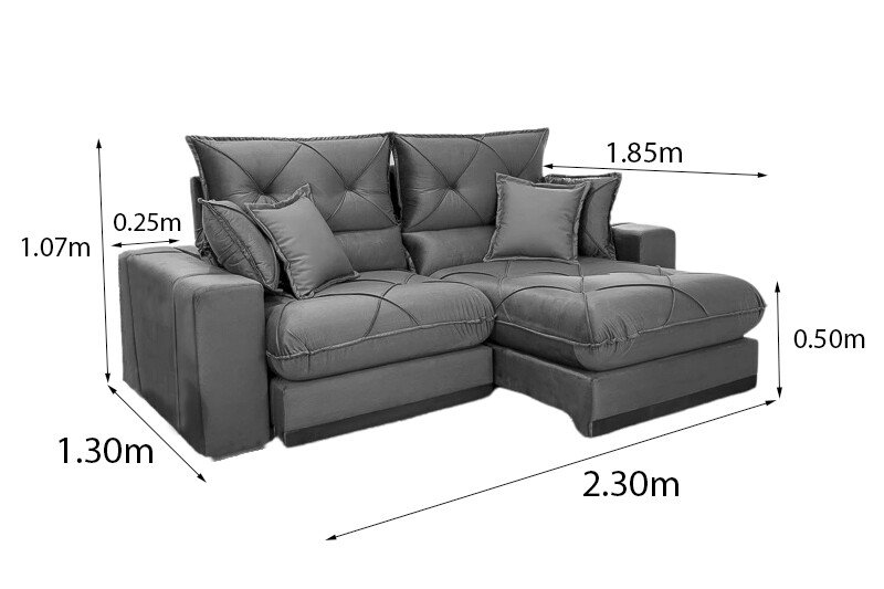 Sofá Retrátil Reclinável Gran Bello 2.30m Veludo Marrom 19 - Molas Ensacadas Pocket - Imagem 9