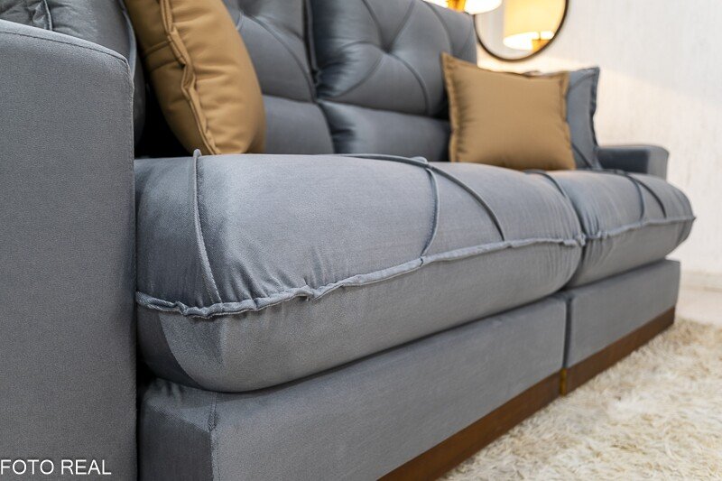 Sofá Retrátil Reclinável Gran Bello 2.50m Veludo Cinza 20 - Molas Ensacadas Pocket - Imagem 6