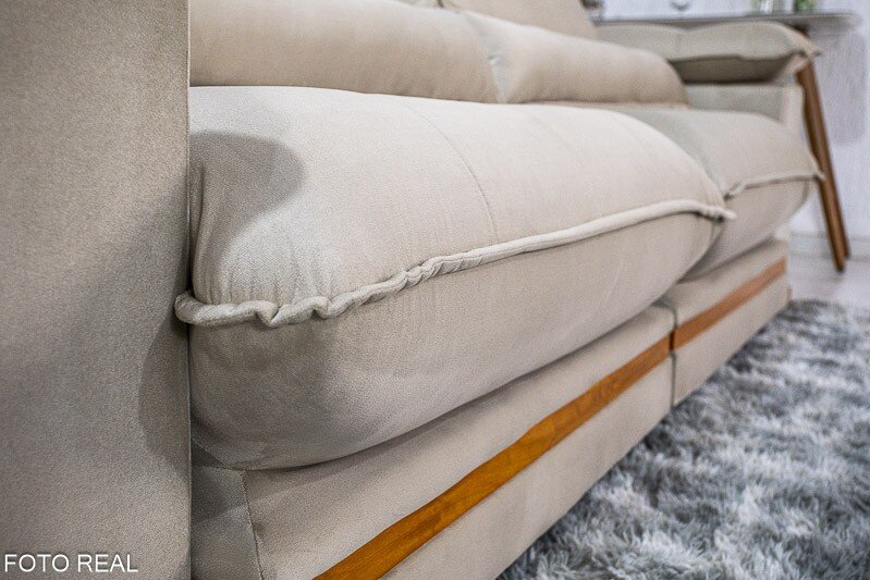 Sofá Retrátil Reclinável 2.50m Ibis Veludo Bege 818 - D33 e Molas Ensacadas - Imagem 4