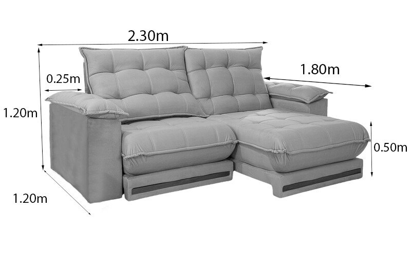 Sofá Retrátil Reclinável Barcelona (ISMAEL) Veludo Azul 325 Larg. 2.30m - D33 e Molas Ensacadas - Imagem 9