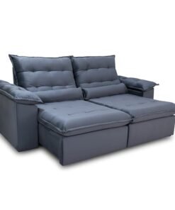 Sofá Retrátil Reclinável 2.00m Emanuelly Veludo Cinza 20 - D28 Soft