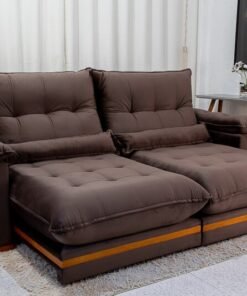 Sofá Retrátil Reclinável Ibis Veludo Marrom 815 Larg. 2.30m - D33 e Molas Ensacadas