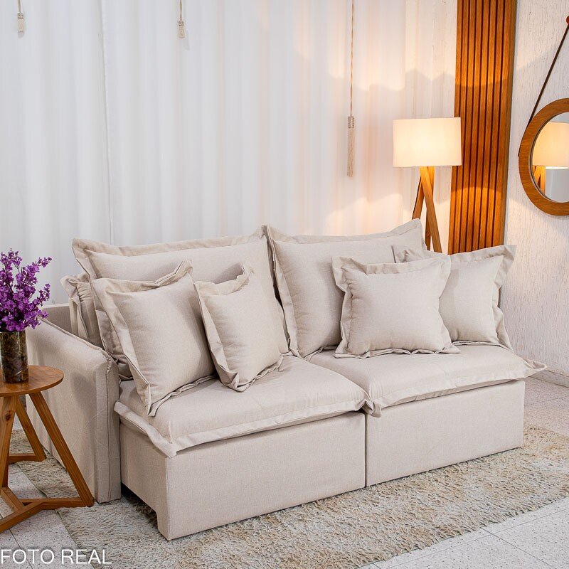 Sofá Retrátil Reclinável Bia 1.95m Veludo Cinza - D28 - Imagem 11