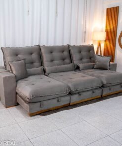 Sofá Retrátil Reclinável Mônaco 3.20m Veludo Gelo A20 - Molas Ensacadas