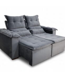 Sofá Retrátil e Reclinável Nicole 1.80m Veludo Grafite A15 - Sem Caixa