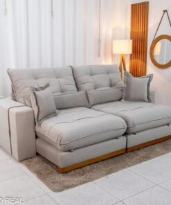 Sofá Retrátil Reclinável Toronto Veludo Avelã 4052 Larg. 2.50m - Molas Ensacadas