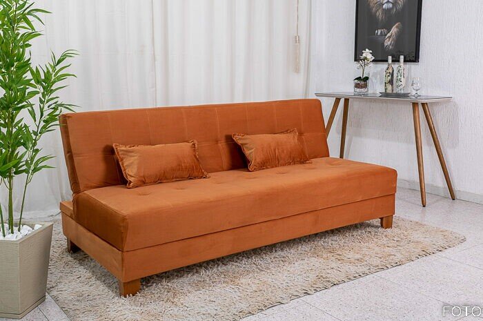 Sofá Cama Arpoador Veludo Terracota 12116 Larg. 1.85m - Imagem 3