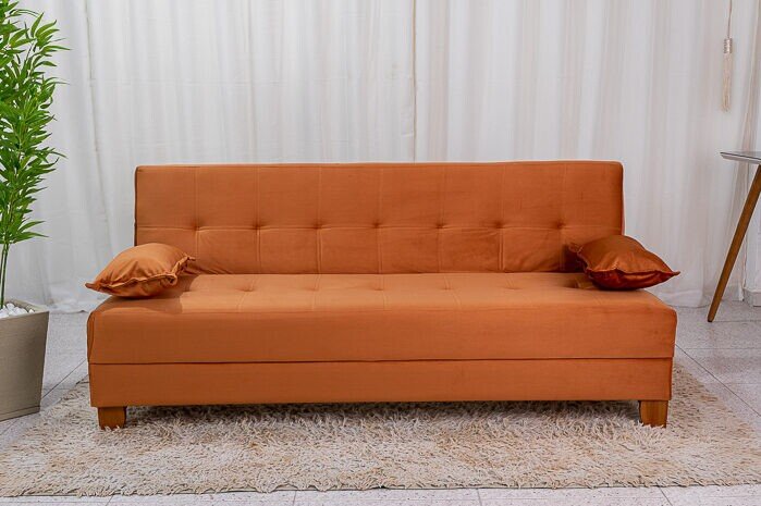 Sofá Cama Arpoador Veludo Terracota 12116 Larg. 1.85m - Imagem 4