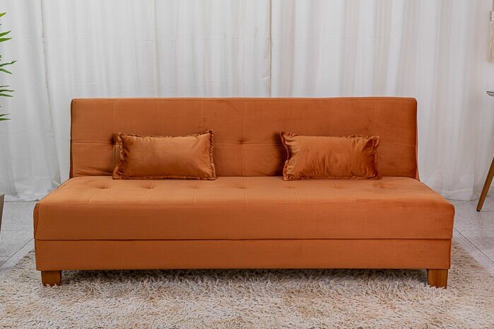 Sofá Cama Arpoador Veludo Terracota 12116 Larg. 1.85m - Imagem 7