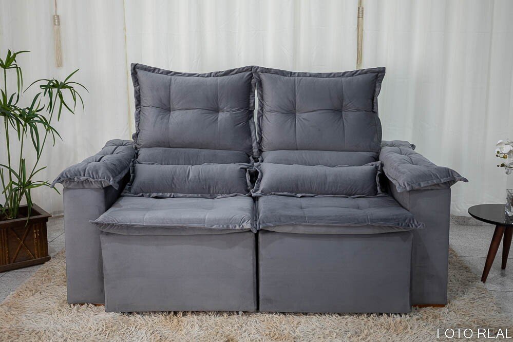 Sofá Retrátil e Reclinável Nicole 1.80m Veludo Grafite A15 - Sem Caixa - Imagem 5