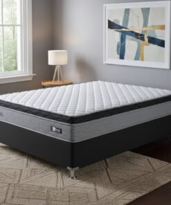 Colchão Casal Qatar D28 + Base Box Simples Corino Preto – DESIGN COLCHÕES + BIOSTAR