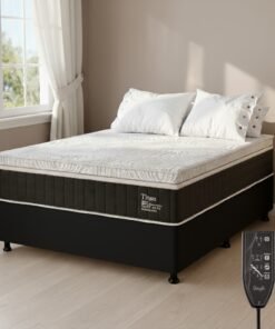 Colchão Casal Terapêutico Massageador Titan D28 + Base Box Simples Corino Preto – VIERO MÓVEIS + ALTO NÍVEL CAMAS E COLCHÕES