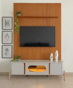 Painel até 75″ Arbo 1.9 Cedro + Rack Juquehy Off White/Naturale – EDN MÓVEIS + BECHARA