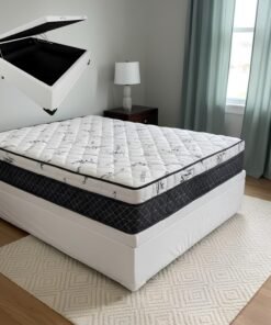 Colchão Casal Prime Light 26 cm D28 + Base Box Baú Corino Branco – ORTHOPRIME + BIOSTAR