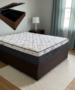Colchão Casal Prime Light 26 cm D28 + Base Box Baú Corino Marrom – ORTHOPRIME + BIOSTAR