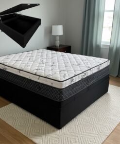 Colchão Casal Prime Light 30 cm D28 + Base Box Baú Corino Preto – ORTHOPRIME + BIOSTAR