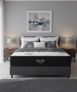 Colchão Casal Star Plus D26 + Base Box Simples Corino Preto – INOVAFLEX + BIOSTAR