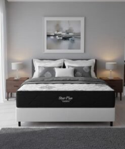 Colchão Casal Star Plus D26 + Base Box Simples Corino Branco – INOVAFLEX + ALTO NÍVEL CAMAS E COLCHÕES