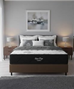 Colchão Casal Star Plus D26 + Base Box Simples Corino Marrom – INOVAFLEX + ALTO NÍVEL CAMAS E COLCHÕES