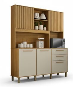 Armário Cozinha Diamante 5 Portas 2 Gavetas Larg. 1.63m Cinamomo/Off - Valdemoveis