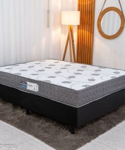 Box Casal Sued Preto Ortobel + Colchão Casal Orthoclínico 138x188x51 Ortopédico D45 - Orthoprime | Suporta até 240kg