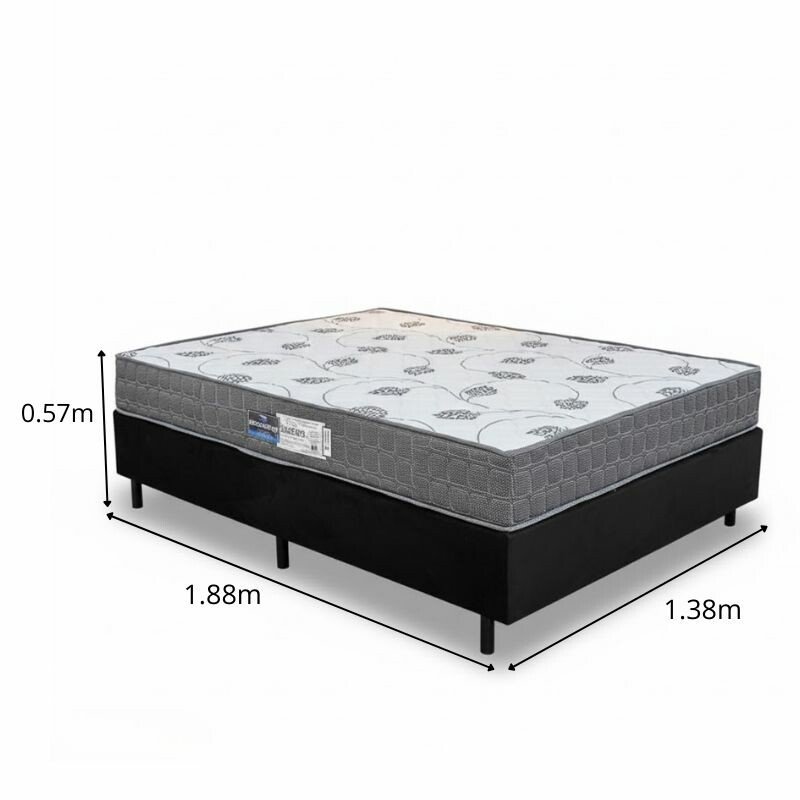 Box Casal Sued Preto Ortobel + Colchão Casal Orthoclínico 138x188x51 Ortopédico D45 - Orthoprime | Suporta até 240kg - Imagem 2