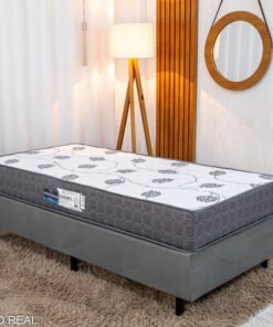 Box Solteiro Sued Cinza Ortobel + Colchão Solteiro Orthoclínico 88x188x57 Ortopédico D45 - Orthoprime | Suporta até 130kg