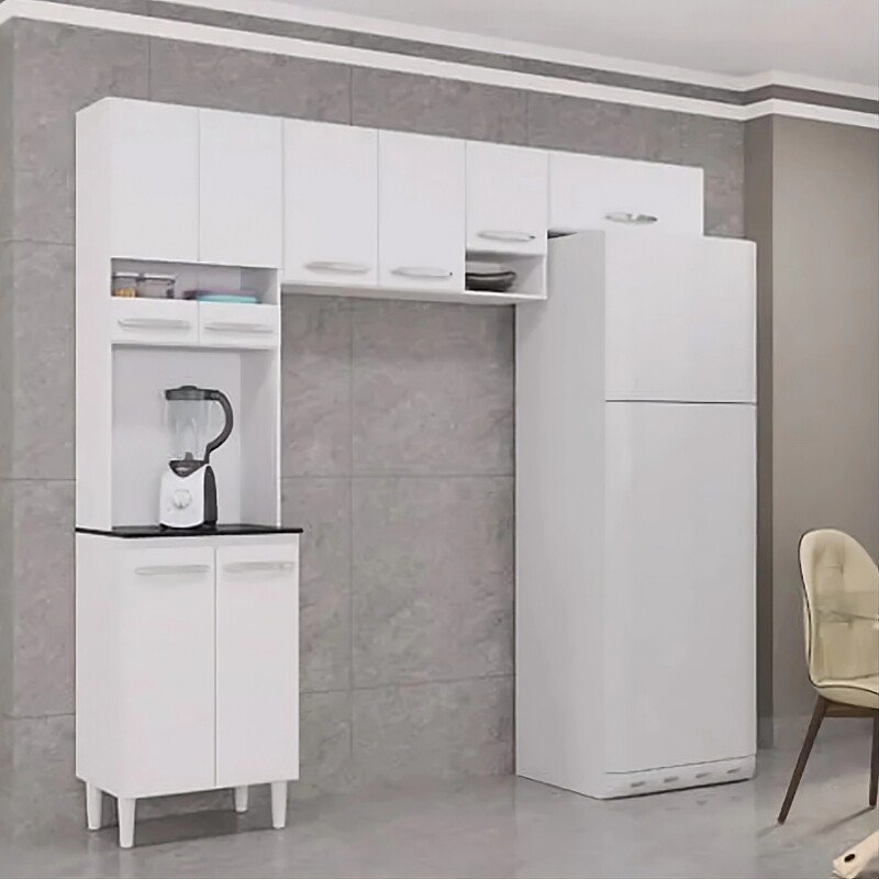 Cozinha Compacta Isadora Branco 8 Portas Larg. 2.02m - Poquema