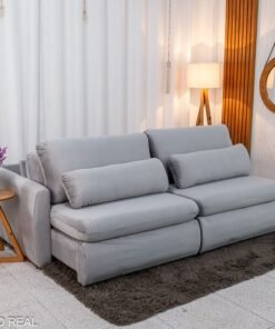 Sofá Retrátil Amaranto Premium 2.30m Veludo Prata - Sem Caixa