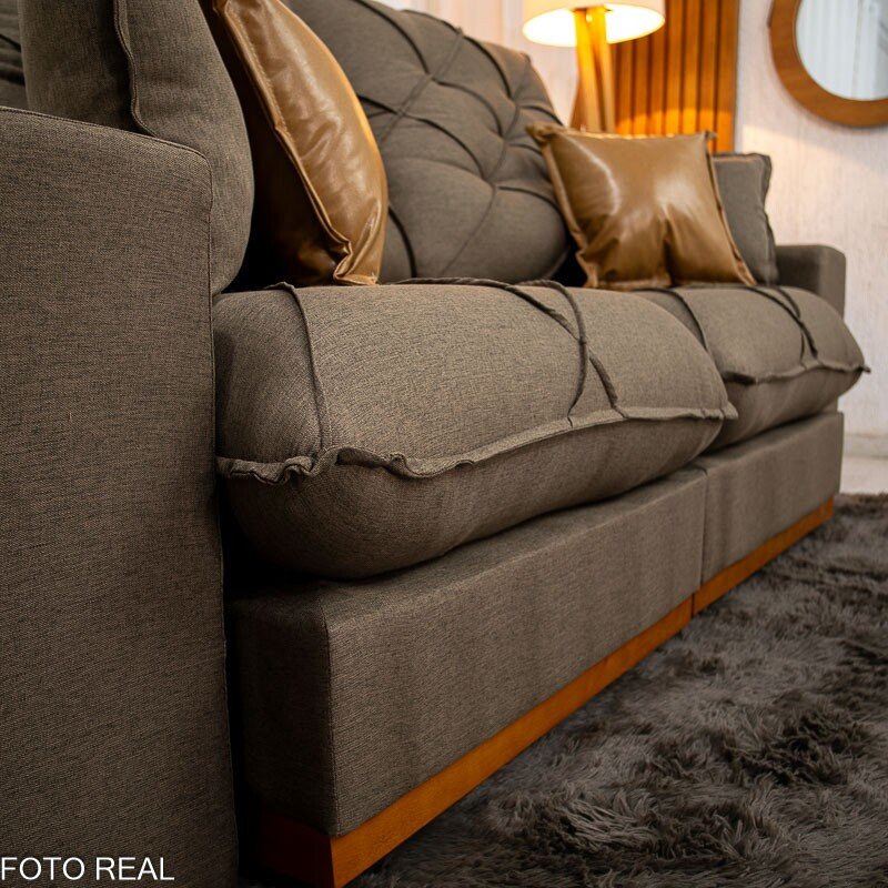 Sofá Retrátil Reclinável Malibu 2.10m Linho Marrom 1007 - D33 e Molas Ensacadas - Imagem 6