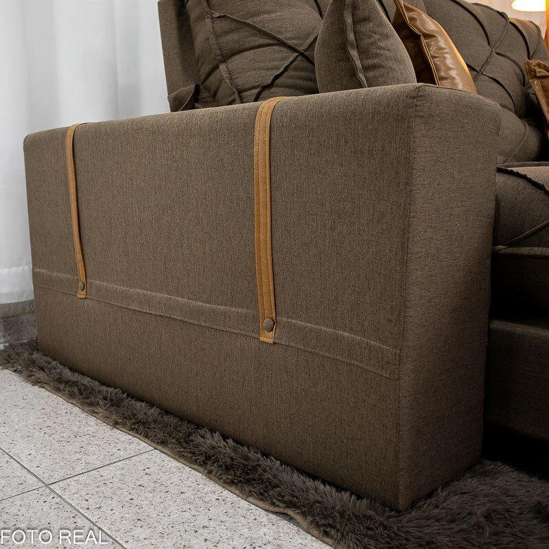 Sofá Retrátil Reclinável Malibu 2.10m Linho Marrom 1007 - D33 e Molas Ensacadas - Imagem 9