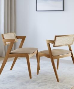 Kit 2 Cadeiras Zeus Canela/Linho Bege - SALA VIP MOVELARIA