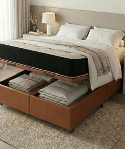 Colchão Queen Premium D45 + Base Box Baú Corino Marrom – ECOTEC + ALTO NÍVEL CAMAS E COLCHÕES