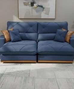 Sofá Retrátil e Reclinável Aquiles/Gran Bello 2,00 m Veludo Azul 104 – ZARAT ESTOFADOS