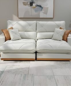 Sofá Retrátil e Reclinável Aquiles/Gran Bello 2,00 m Veludo Bege 106 – ZARAT ESTOFADOS